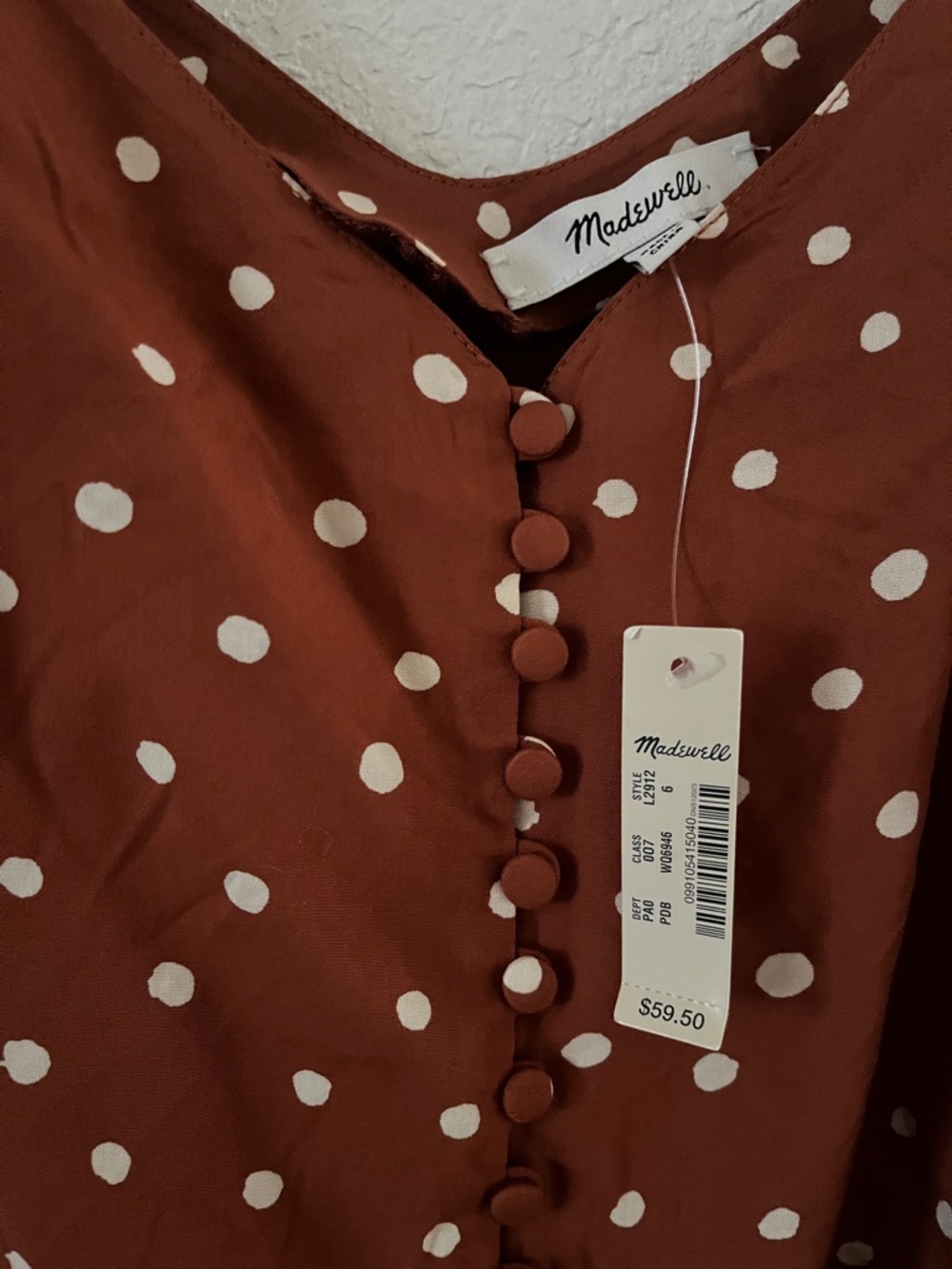 Madewell Rust Polka Dot Button-Front Cami - Picture 3 of 4